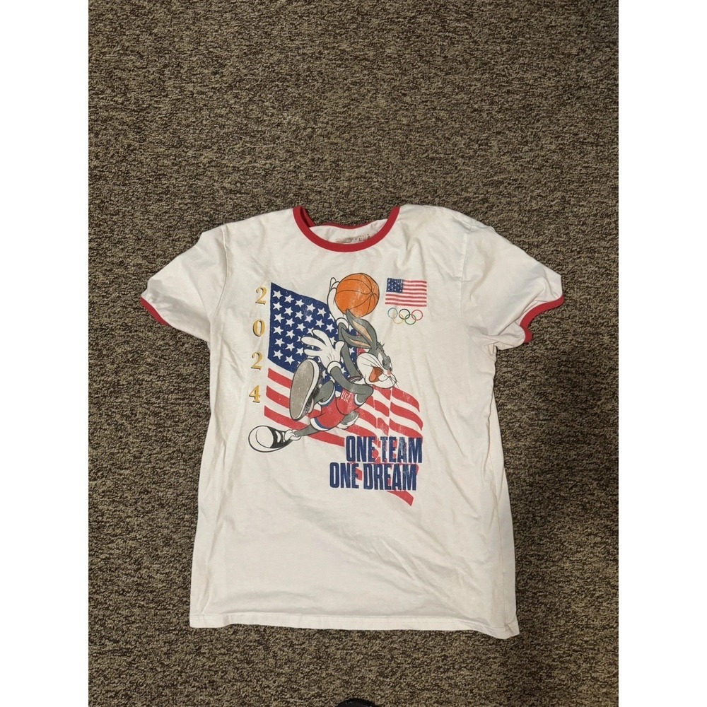 One Team One Dream White Bugs Bunny Graphic Shirt Size Large Looney Tunes